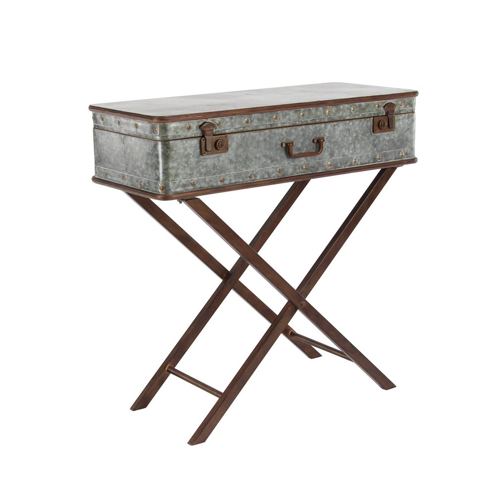 Photos - Coffee Table Farmhouse Iron Accent Table Gray - Olivia & May: Indoor Metal Storage, No