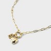 14K Gold Dipped Cubic Zirconia Puffy Heart Charm Initial Necklace - A New Day™ Gold - 4 of 4