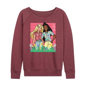 Women's - Barbie - Easter Lightweight French Terry Wide Neck Long Sleeve Graphic Shirt - 1 of 4