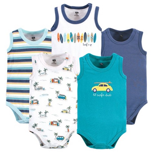 Hudson Baby Infant Boy Cotton Sleeveless Bodysuits, Surfer Dude, 0-3 ...