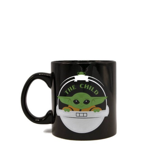 Baby Yoda Grogu Mandalorian Black White Shiny Coffee Tea Mug 11 Oz 