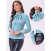 INSPIRE CHIC Women's Vintage Solid Gothic Velvet Dressy Bow Tie Neck Business Shirt - 2 of 4