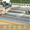 9x12 FT Reversible Outdoor Rug, Stain-Resistant Plastic Straw Mat with Geometric Pattern – Foldable Camping Carpet for Patio, Beach, and Picnic - 3 of 4