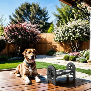 19'' Adjustable Elevated Pet Bowl for Dogs And Cats,Travel Ready Feeder with Recycled Poly Lumber,Durable And Collapsible–LAOTIES - 1 of 4
