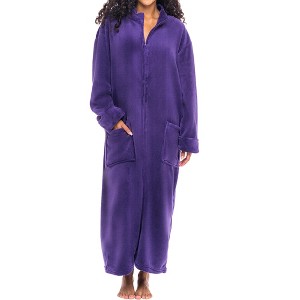 ADR Women's Zip Up Robe Fleece Soft Warm Plush Oversized Zipper Bathrobe - 1 of 4