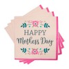 Blue Panda 150 Pack Floral Happy Mother’s Day Pink Disposable Fancy Paper Napkins, Party Supplies, 6.5 x 6.5 In - 3 of 4