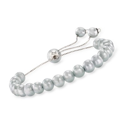 Ross-Simons 6-9mm Gray Cultured Pearl Bolo Bracelet in Sterling Silver Size