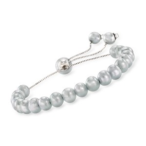 Ross-Simons 6-9mm Gray Cultured Pearl Bolo Bracelet in Sterling Silver Size - 1 of 3