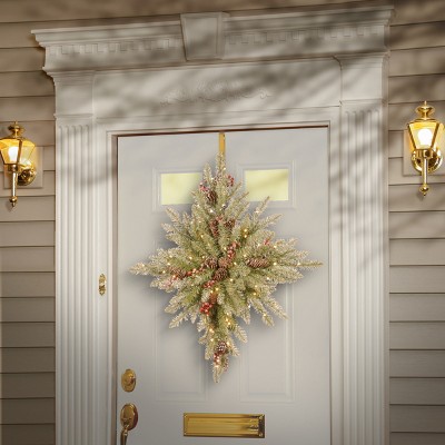 White Lighted Faux Pine Topiary with LED Lights