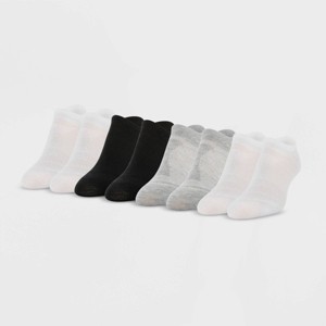 All Pro Women's Perfect Heel Forming Fit 6+2 Bonus Pack Liner Athletic Socks - White/Gray/Black 4-10 - 1 of 3