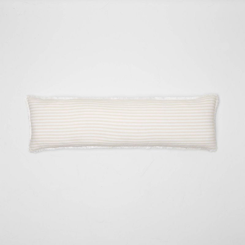 Lumbar Heavyweight Linen Blend Stripe Decorative Throw Pillow - Casaluna™, 1 of 5