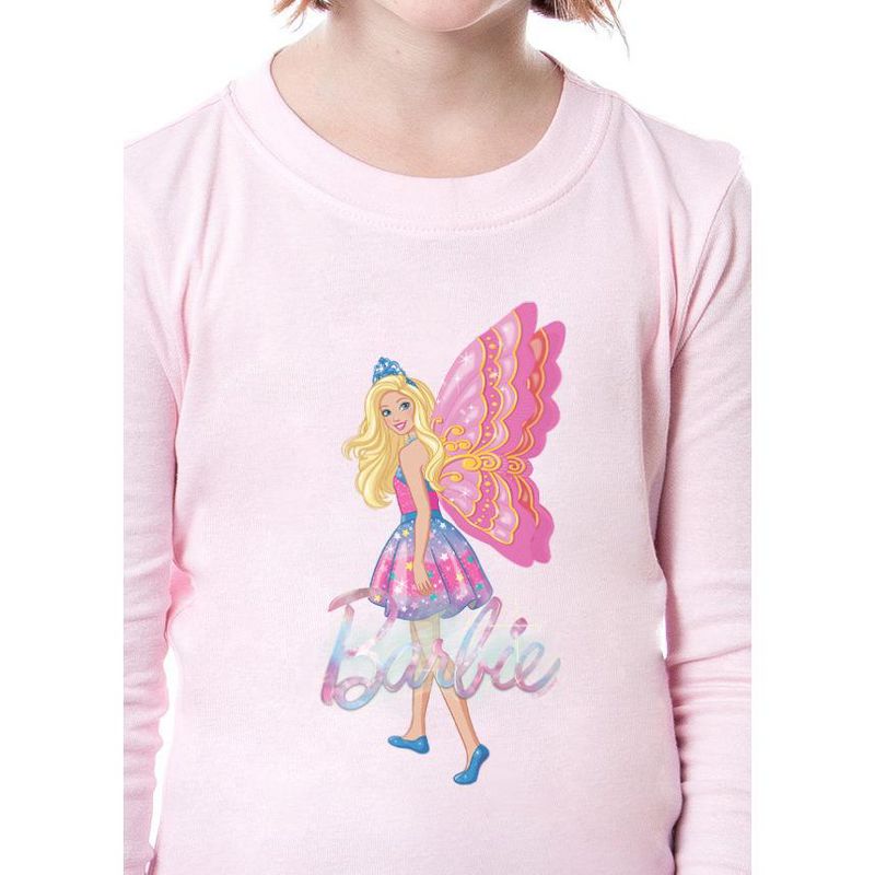 Barbie Girls' Child Fairy Princess Magical Tight Fit Sleep Pajama Set Pink, 2 of 5