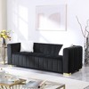 Standard Velvet Channel Chesterfield 3-Seater Sofa with Plush Multi-Density Foam Cushions, Bench Cushion and Rich Channeled Design - 2 of 4