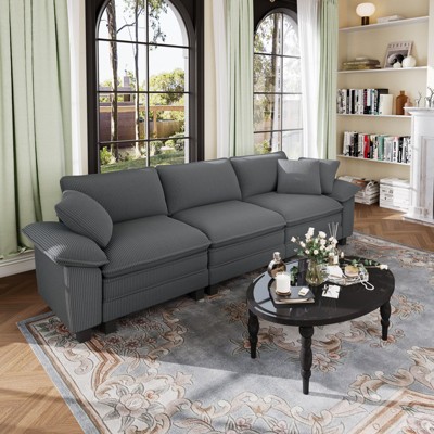Captiva Designs 123.6" Cloud Modular Sofa, 3-Seater Deep Seat Sectional Couch for Living Room