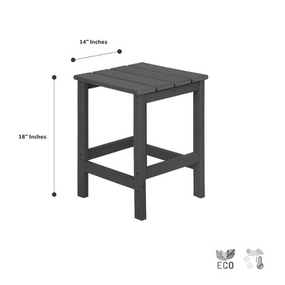 Black HDPE Square Adirondack Outdoor Side Table