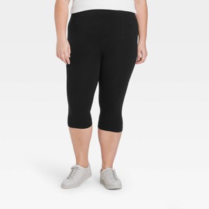 Women's High-Waist Cotton Blend Seamless Capri Leggings - A New Day™ - 1 of 2
