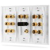 Fosmon 3-Gang 7.1 Surround Sound Distribution Wall Plate with Gold-Plated 7-Pair Copper Binding Posts, 1 RCA Jack, 1 High Speed HDMI 2.0 Port - 2 of 4