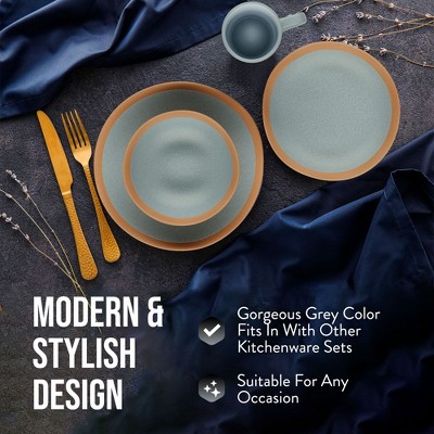 Gray and Terracotta Stoneware 4-Piece Dinnerware Set