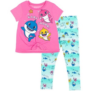 Pinkfong Baby Shark Baby Girls T-Shirt and Leggings Outfit Set Infant - 1 of 4