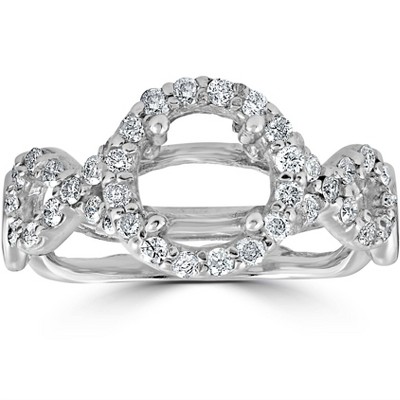 Pompeii3 3/4ct Pave Halo Diamond Ring 14K White Gold