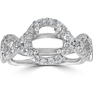 Pompeii3 3/4ct Pave Halo Diamond Ring 14K White Gold - 1 of 4