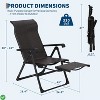 Outdoor Patio Lounge Chair with Footrest Folding Reclining &Adjustable Folding Lounge Lawn Chairs - 3 of 4