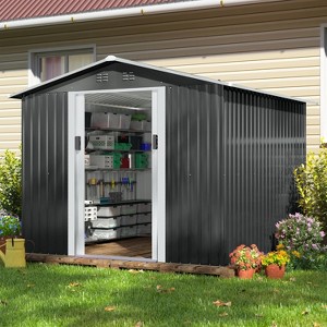 Sandinrayli 8.4 ft. W x 8.4 ft. D Outdoor Storage Metal Shed Garden Tool Steel Shed with Sliding Doors and Vents(70.56 sq. ft.) - 1 of 1