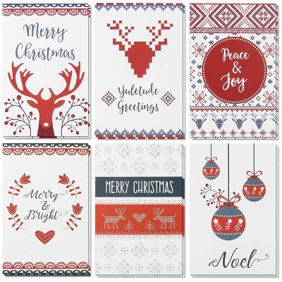 Sustainable Greetings 48-Pack Festive Christmas Cards, Blank Greeting Cards with Envelopes, 6 Designs (4 x 6 In)
