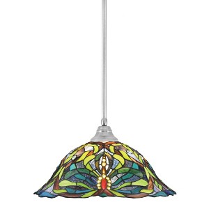 Toltec Lighting Any 1 - Light Pendant in  Brushed Nickel with 19" Kaleidoscope Art Glass Shade - 1 of 1