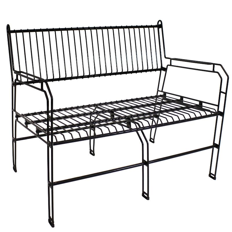 Sunnydaze Indoor/Outdoor Modern Furniture Steel Wire Patio Bench - Black - 30.75" H, 1 of 12