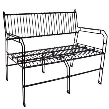 Sunnydaze Indoor/Outdoor Modern Furniture Steel Wire Patio Bench - Black - 30.75" H