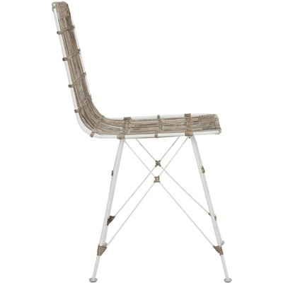 Minerva White Rattan Cane Dining Chair Set with Hairpin Legs
