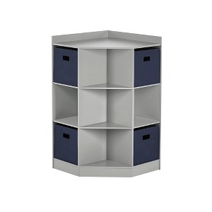 RiverRidge Kids' Corner Playroom Cabinet with 6 Toy Storage Cubbies and 3 Angled Shelves with 4 Fabric Bins - 1 of 4