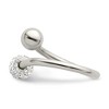 Black Bow Jewelry Polished Stainless Steel & Crystal Ball Bypass Ring - 3 of 4