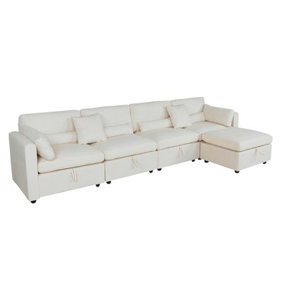 Modern Minimalist Cream Two-Seater Sofa
