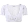 Women's White Lace Crop Top with Floral Embroidery V Neck Semi-Sheer Back Summer Crop Top - 3 of 4