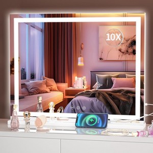 Vanity Mirror with Lights, LED Makeup Mirror with Dimmable 3 Color Modes, Touch Screen Control, Square White Design - 1 of 4