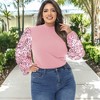 Anna-Kaci Women's Plus Size Sparkle Sequin Sweatshirt Mock Neck Pullover Long Sleeve Glitter Party Tops - 3 of 4