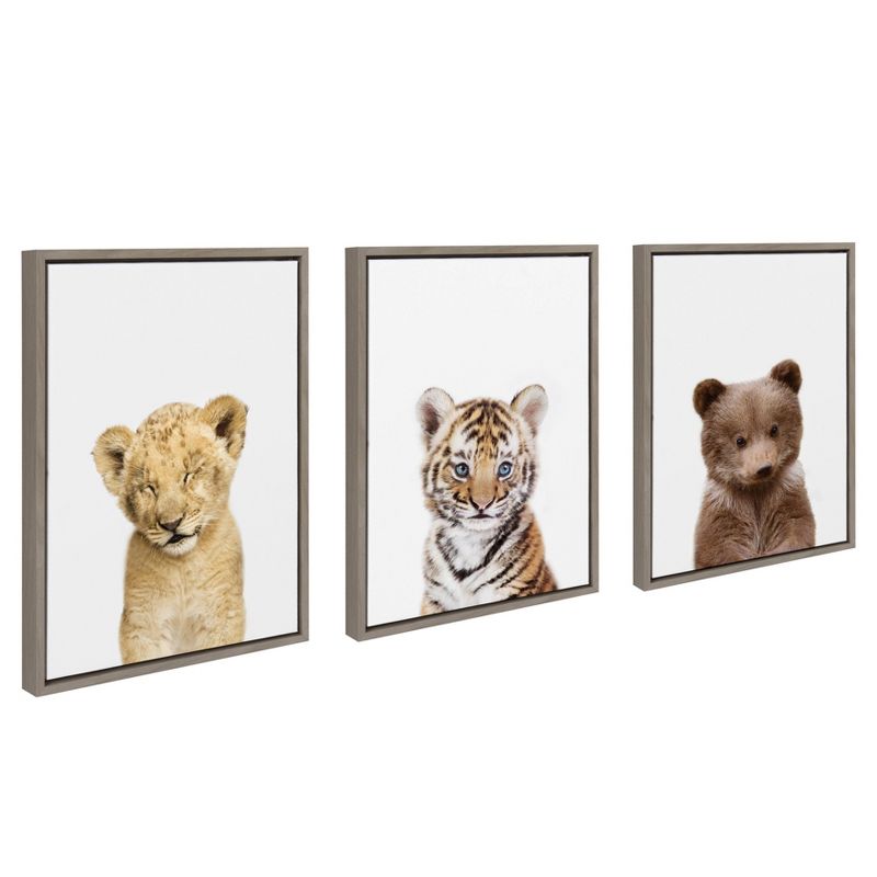 3pc Sylvie Lions and Tigers and Bears Framed Wall Canvases by Amy Peterson Gray - Kate &#38; Laurel All Things Decor, 3 of 7
