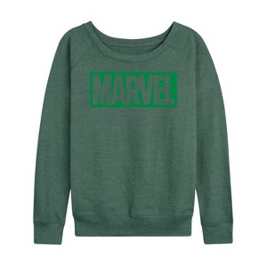 Women's - Marvel - St. Patty Lightweight French Terry Wide Neck Long Sleeve Shirt - 1 of 4