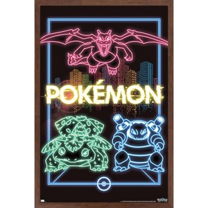 Trends International Pokémon - Neon Group Framed Wall Poster Prints - 1 of 4