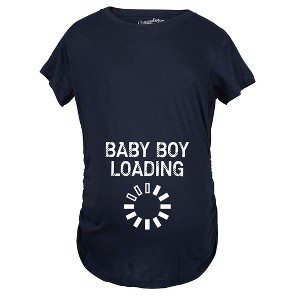 Maternity Baby Boy Loading Funny Nerdy Pregnancy Announcement T shirt - Crazy Dog Maternity T Shirt - 1 of 4
