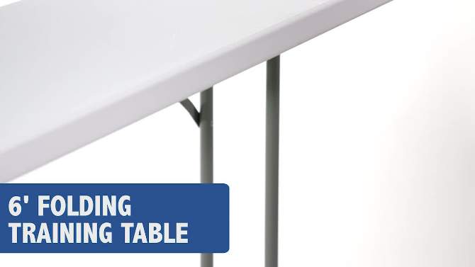 Emma and Oliver 6-Foot Granite White Plastic Folding Training and Event Table, 2 of 7, play video