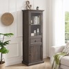 Bella Depot 64.96''W  Tall Storage CabinetFreestanding Cabinet with Glass Door and Shelves, Sideboard cabinet - 3 of 4
