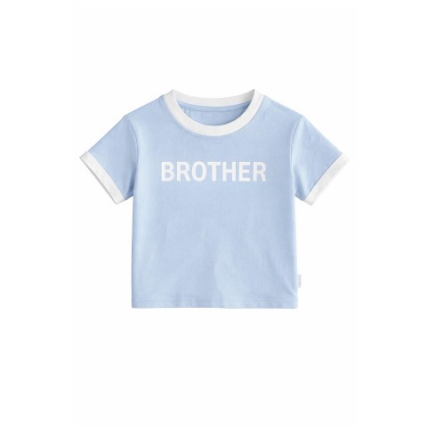 Bits & Bows Kids Boys' Brother Crewneck T-Shirt, Blue, 5/6