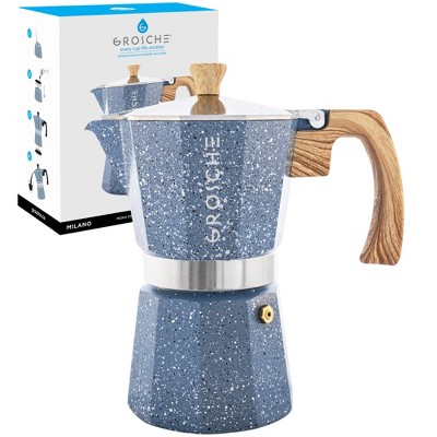 Grosche Milano Steel Stainless Steel Stovetop Espresso Maker Moka Pot 6  Espresso Cup Size 9.3oz, Black : Target