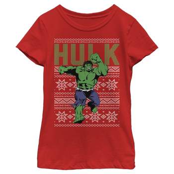 Girl's Marvel Ugly Christmas Hulk T-Shirt