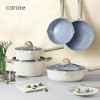 CAROTE 16pcs Ceramic Cookware Set, Pots and Pans Set Non Stick, Kitchen Cookware Sets, Kitchen Induction Pots and Pans Cooking Sets, Cream White - 3 of 4