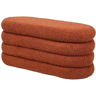Nordlys Terracotta Bouclé Storage Bench Modern Design Style Upholstery Entry