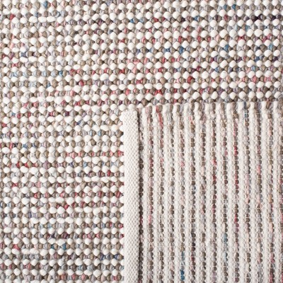 Ivory and Grey Handwoven Wool Rectangular Area Rug 8' x 10'